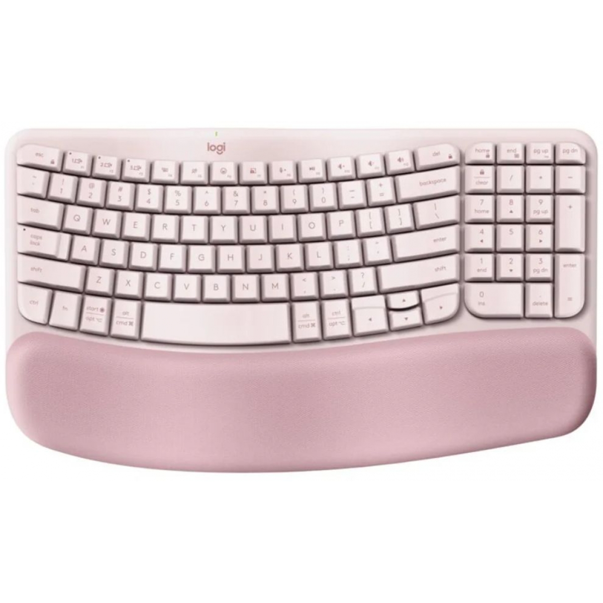 Logitech WAVE KEYS 人體工學鍵盤 (玫瑰粉) 美式英文